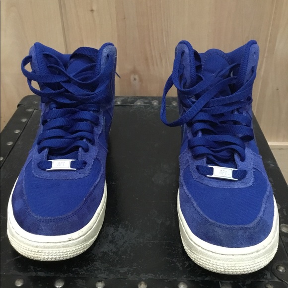 Nike Air Force 1 High Royal Blue Suede Kids Youth Basketball Size 4.5y - Picture 6 of 9